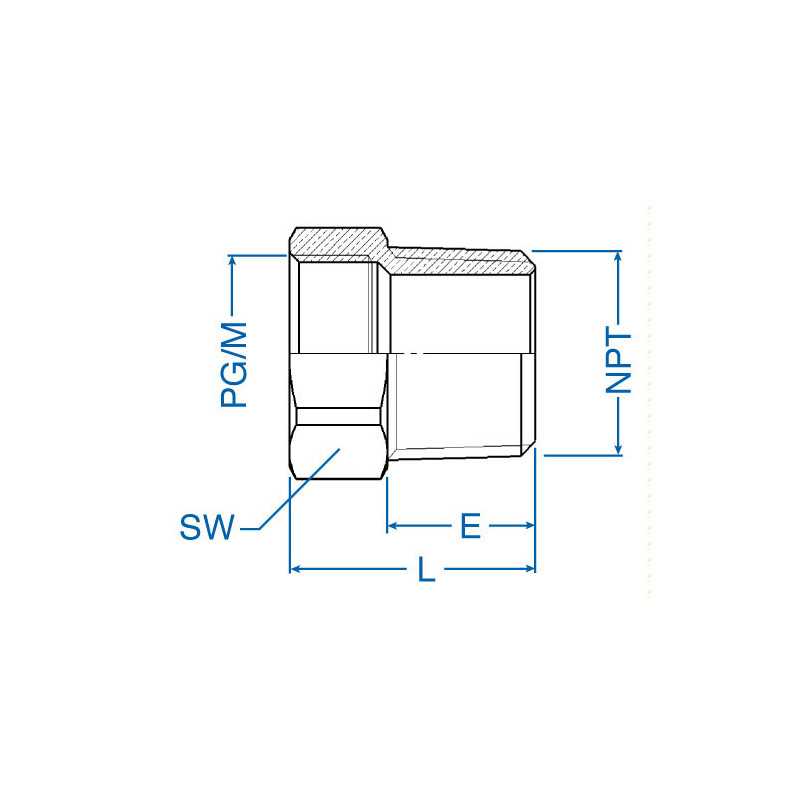 M20x1.5 to NPT 3/8" - Liquid Tight Strain Reliefs - Adapter / Nickel-Plated Brass