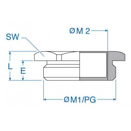 Cable Gland Reducer - M16x1.5 to M12x1.5, Nickel-Plated Brass