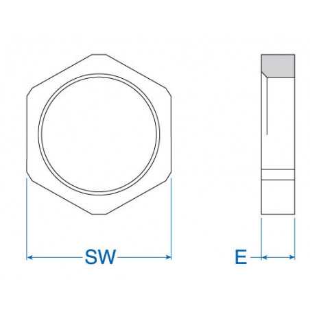 Cable Gland Locknut - M32x1.5 Nickel-plated brass