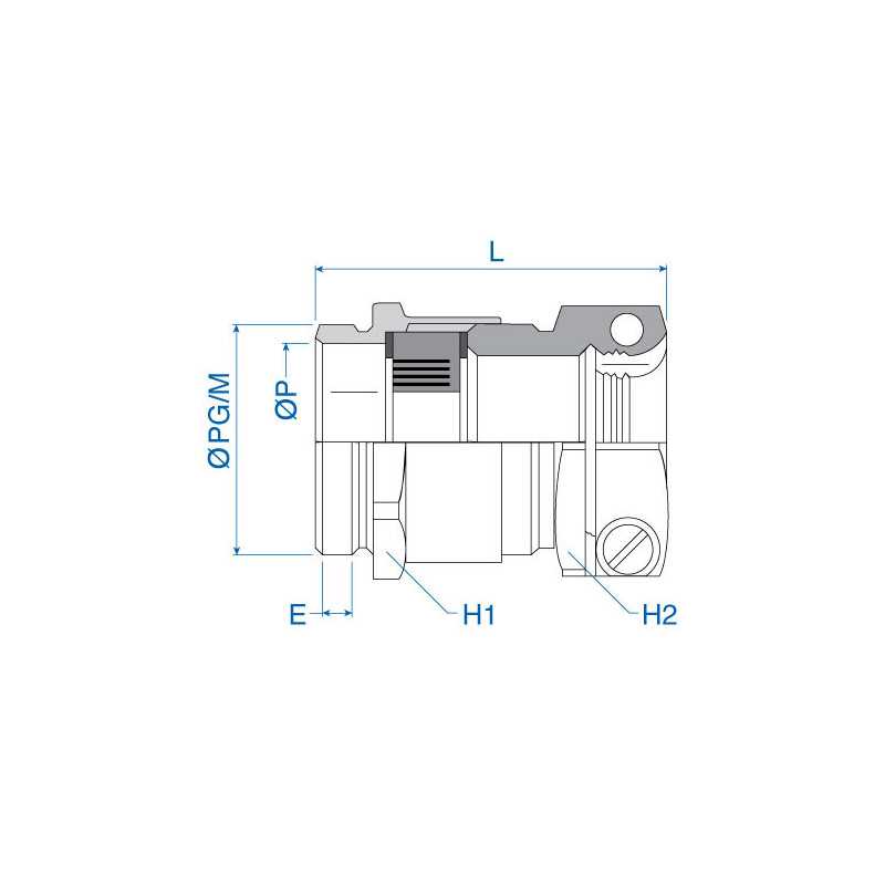 Traction Relief for M25x1.5, Clamping Range 10.5 - 16.5, Nickel Plated Brass