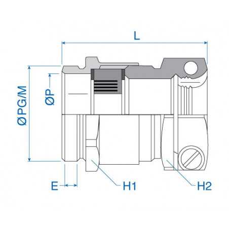 Traction Relief for M63x1.5, Clamping Range 33 - 42.5, Nickel Plated Brass