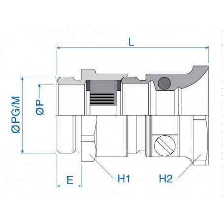 Traction Relief for PG16, Clamping Range 10 - 15, Nickel Plated Brass