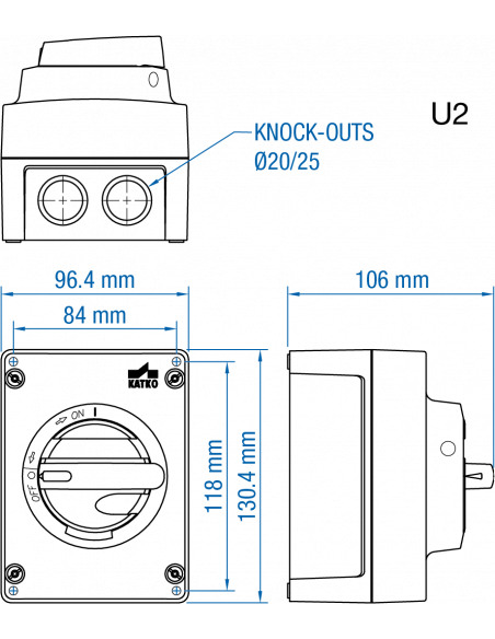 KEM316UL - 16A - Non-Fused Polycarbonate Enclosed Motor Disconnect Switch