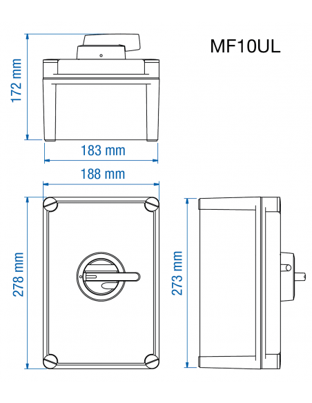 KEM3100L Y/R - 100A - Non-Fused Polycarbonate Enclosed Motor Disconnect Switch
