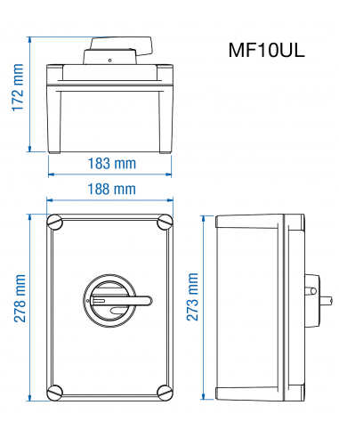 KEM4125L Y/R - 125A - Non-Fused Polycarbonate Enclosed Motor Disconnect Switch