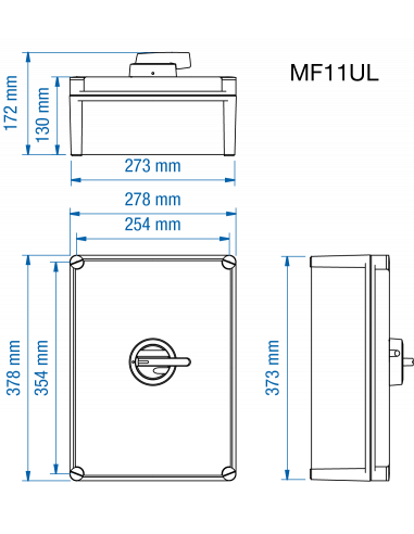 KEM3150L Y/R - 150A - Non-Fused Polycarbonate Enclosed Motor Disconnect Switch
