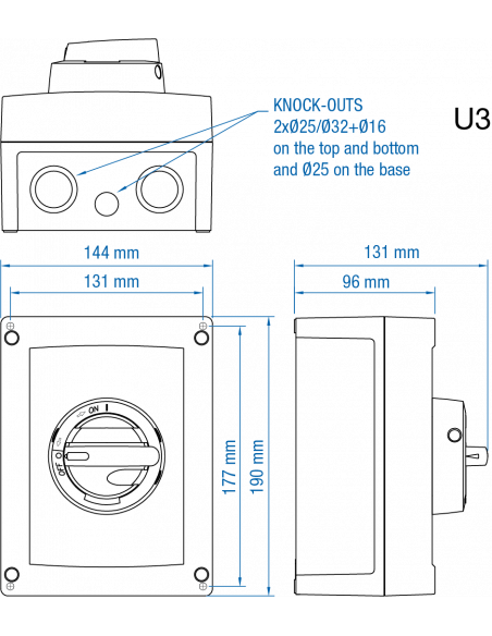 KKVM332CC - 30A - Fused Polycarbonate Enclosed Motor Disconnect Switch