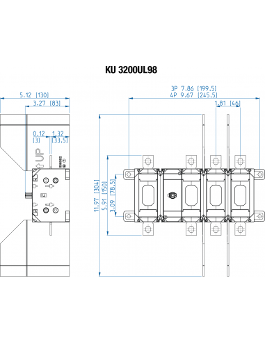 KU 3200UL98 - 200 A UL 98 Disconnect Switches, 3 Pole