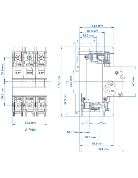 3C15UL - UL489 Miniature Molded Case Circuit Breaker