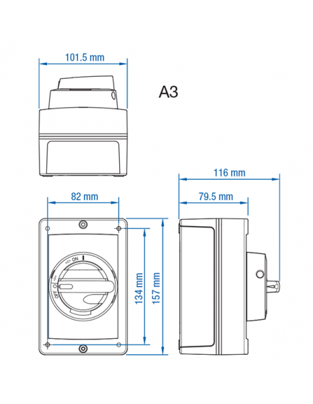 KEA380UL Y/R - 80A - Non-Fused Aluminum Enclosed Motor Disconnect Switch