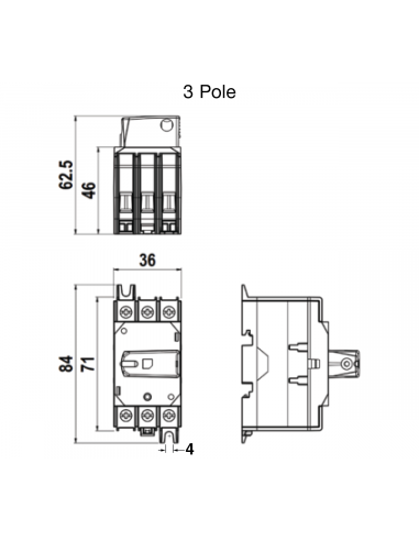 LSF 316UL - 16 A Dual Rated Extended/Direct Handle Motor Disconnect Switch