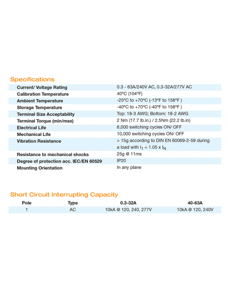 1D8UL - UL489 Miniature Molded Case Circuit Breaker
