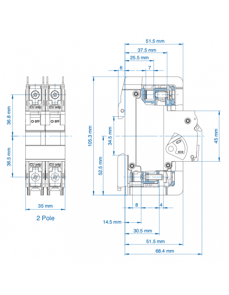 2D63UL - UL489 Miniature Molded Case Circuit Breaker