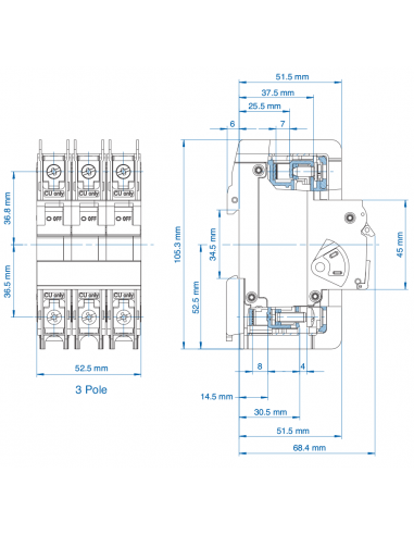 3D30UL - UL489 Miniature Molded Case Circuit Breaker