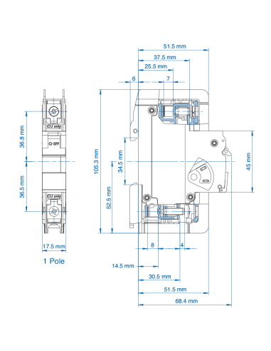 1C30DL - UL489 Miniature Molded Case Circuit Breaker