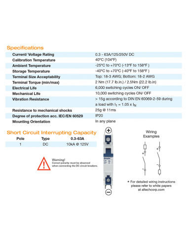 1D2DL - UL489 Miniature Molded Case Circuit Breaker