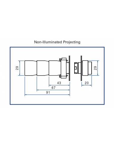 2AP8 Projecting Momentary - Non-Illuminated Metal Operator