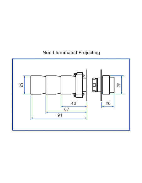 2AP8 Projecting Momentary - Non-Illuminated Metal Operator