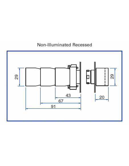 2AF1RH Recessed Momentary - Non-Illuminated Metal Operator