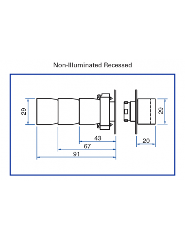 2AF3RH Recessed Momentary - Non-Illuminated Metal Operator