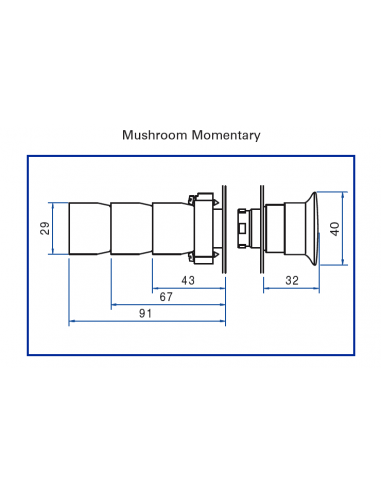 2AM3 Mushroom Momentary - Non-Illuminated Metal Operator