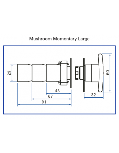 2AMJ6 Mushroom Momentary Large- Non-Illuminated Metal Operator
