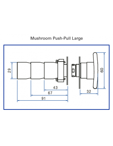 2AMPPJ1 Mushroom Push-Pull Large - Non-Illuminated Metal Operator