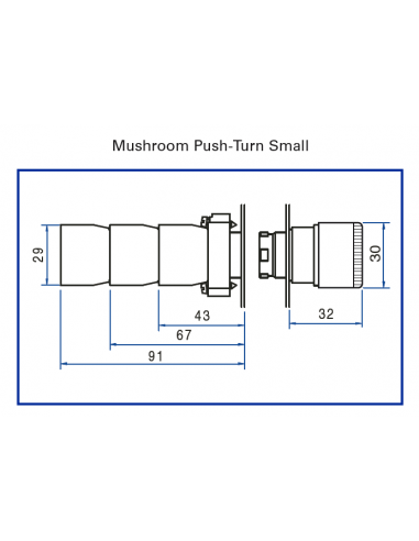 2AMLS2 Mushroom Push-Turn Small - Non-Illuminated Metal Operator