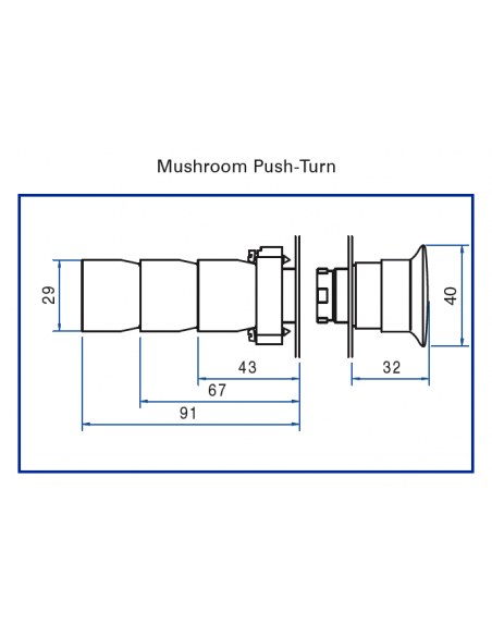 2AML3 Mushroom Push-Turn - Non-Illuminated Metal Operator