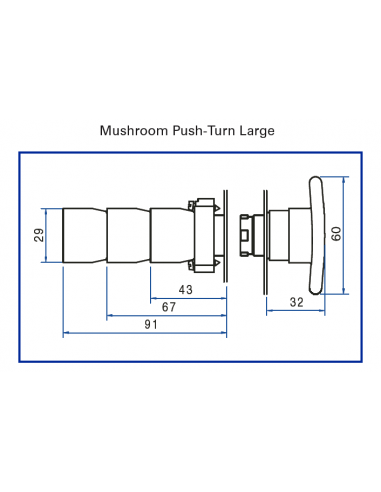 2AMLJ1 Mushroom Push-Turn Large - Non-Illuminated Metal Operator