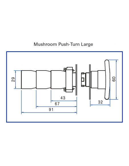 2AMLJ1 Mushroom Push-Turn Large - Non-Illuminated Metal Operator