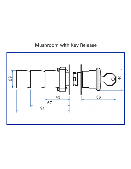2AMLKB2 Mushroom with Key Release - Non-Illuminated Metal Operator