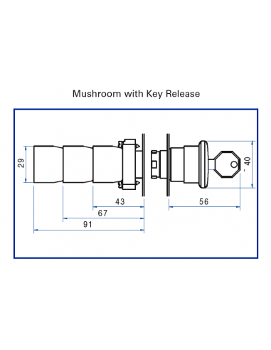 2AMLKB8 Mushroom with Key Release - Non-Illuminated Metal Operator