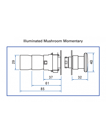 2ALM5LB-110 Mushroom Illuminated Momentary - Illuminated Mushroom Metal Operator