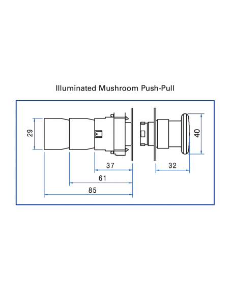 2ALMPP6LB-024 Mushroom Illuminated Push-Pull - Illuminated Mushroom Metal Operator