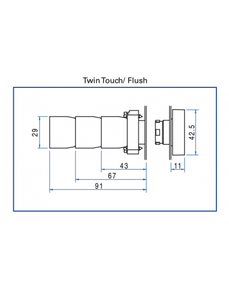 2ATF8-F4 Twin Touch Metal Non-Illuminated Operators
