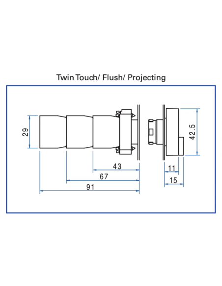 2ATF3-F4-IO Twin Touch Metal Non-Illuminated Operators