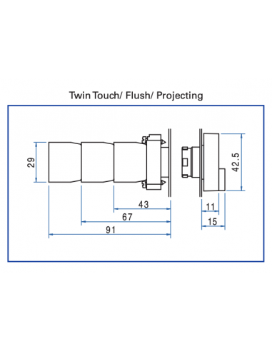 2ATF2-F1-IO Twin Touch Metal Non-Illuminated Operators