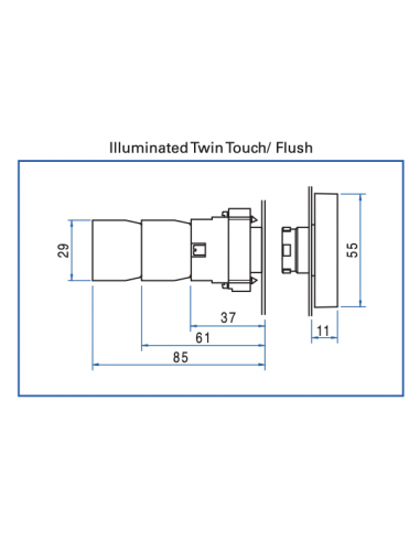 2ATL5LB F3F4-012 Twin Touch Metal LED Illuminated Operators
