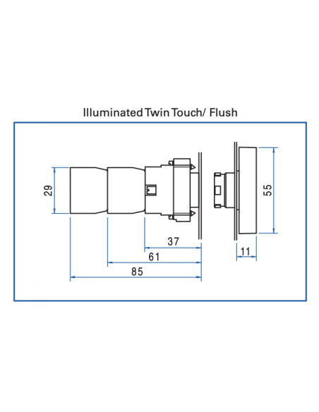 2ATL5LB F3F4-230 Twin Touch Metal LED Illuminated Operators