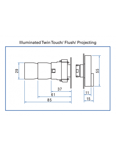 2ATL5LB F3P4-IO-012 Twin Touch Metal LED Illuminated Operators