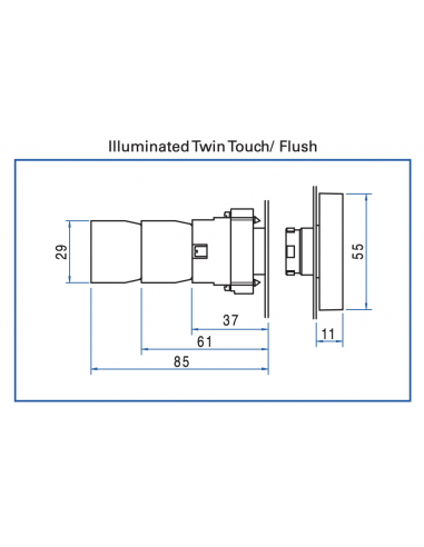 2ATL5LB F3F4-IO-110 Twin Touch Metal LED Illuminated Operators