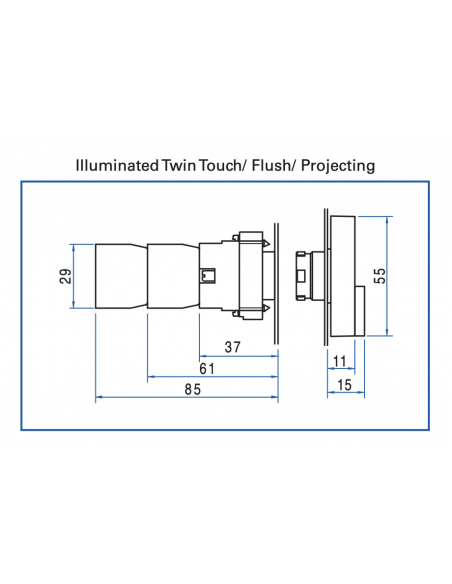2ATL5LB F2F1-IO-110 Twin Touch Metal LED Illuminated Operators