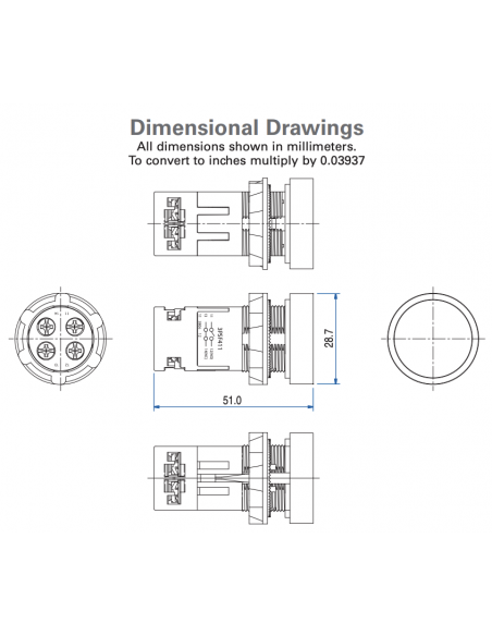 3PSF120 Economy Non-Illuminated Plastic Push Buttons