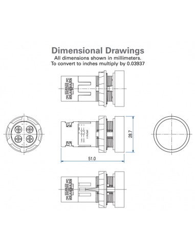 3PSPP102 Economy Non-Illuminated Plastic Push Buttons