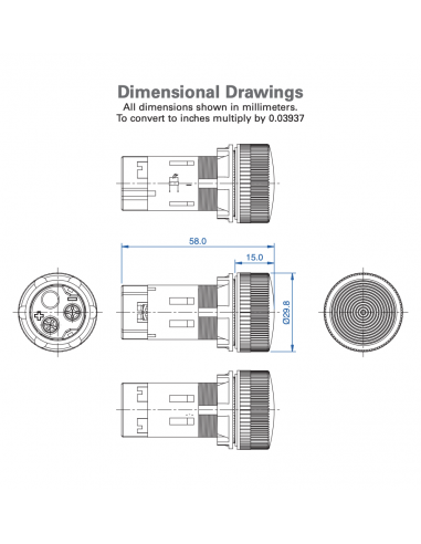 3PLBR1L-048 Unibody LED Indicator Plastic Pilot Lights