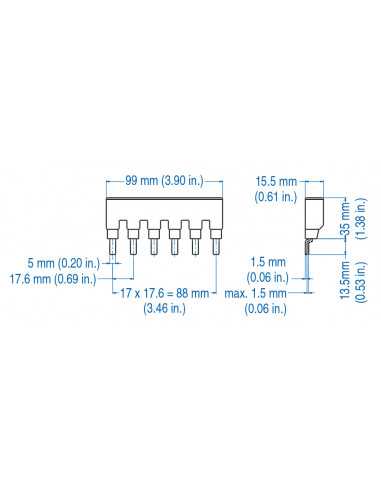 1P16UL3/6 - UL 489 - 1 PHASE BUSBAR - standard spacing