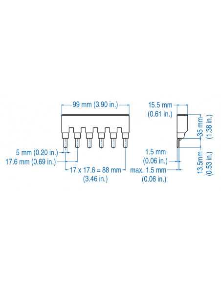 1P16UL3/6 - UL 489 - 1 PHASE BUSBAR - standard spacing