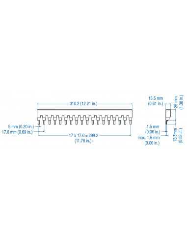 1P16UL3/18 - UL 489 - 1 PHASE BUSBAR - standard spacing