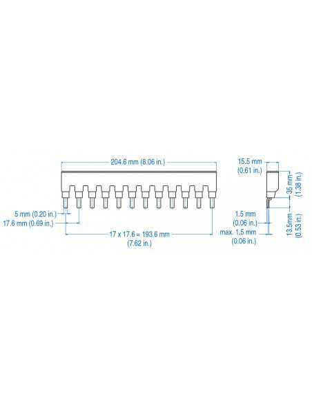 1P16UL3/12 - UL 489 - 1 PHASE BUSBAR - standard spacing